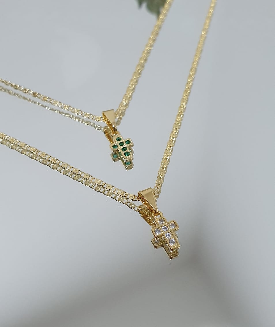 Dije Mini Cruz Con Circonias Cristal