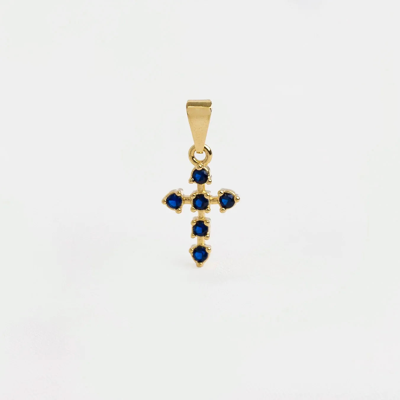 Dije Cruz 6 Circonias Azul