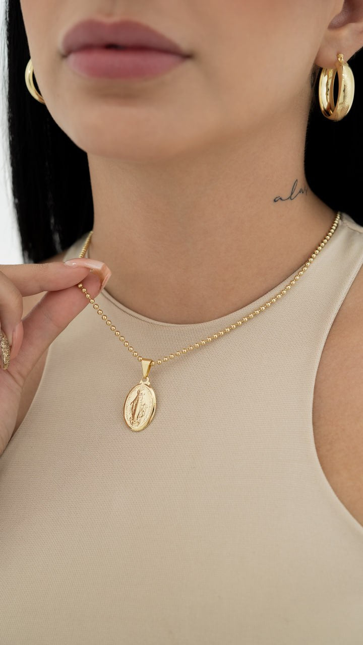 Combo Mujer Cadena Militar 2.5mm + Medalla Milagrosa
