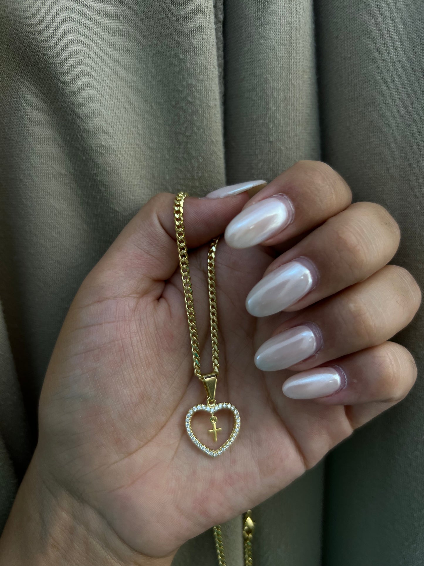 Combo Mujer Cadena Cubana Eslabón + Dije Corazon + Circones