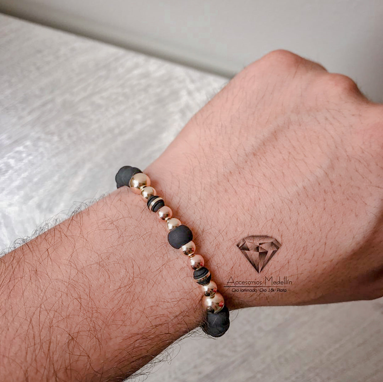 Pulsera Hombre Balines 8/6mm