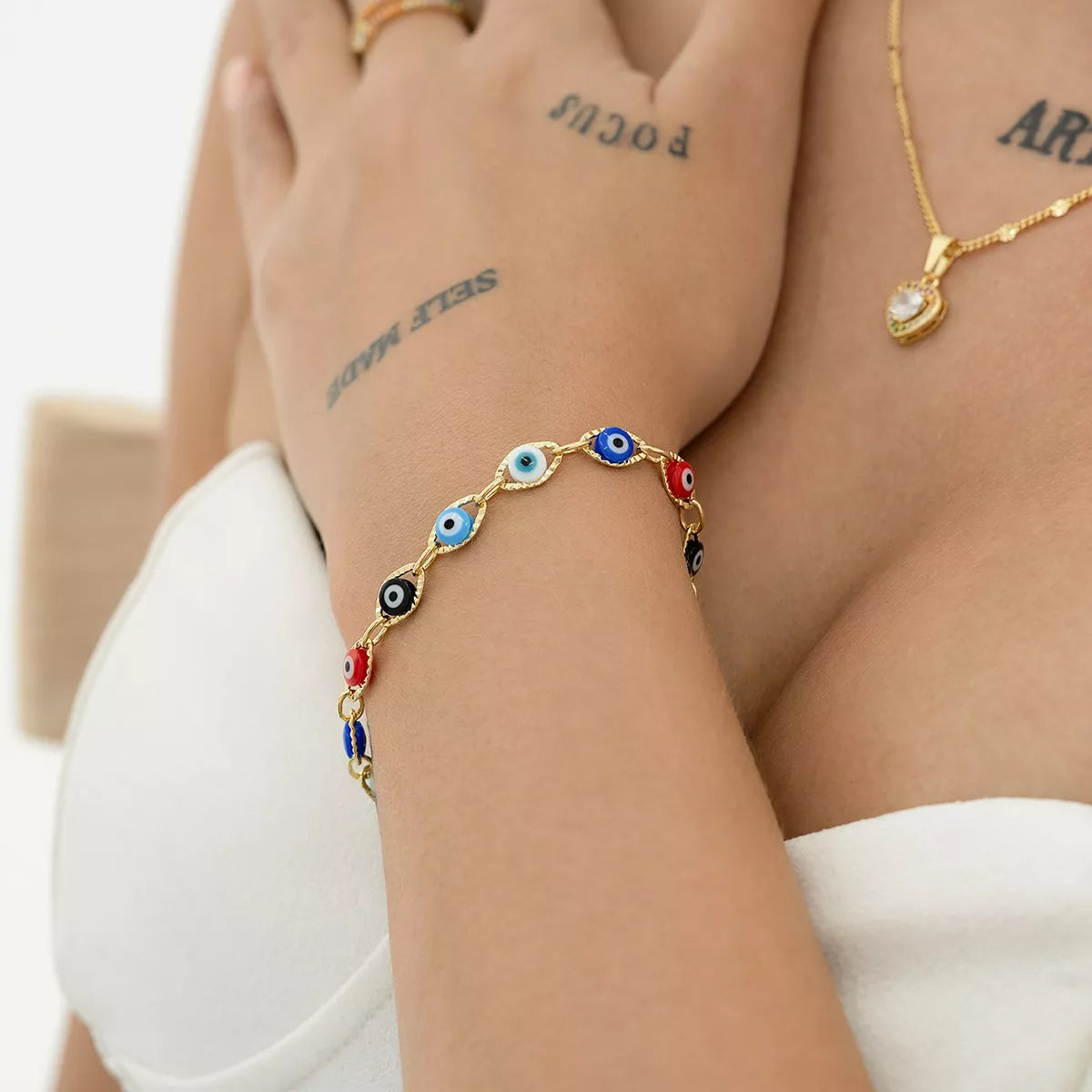 Pulsera Ojo Turco  Multicolor 16 Cms + Extensor