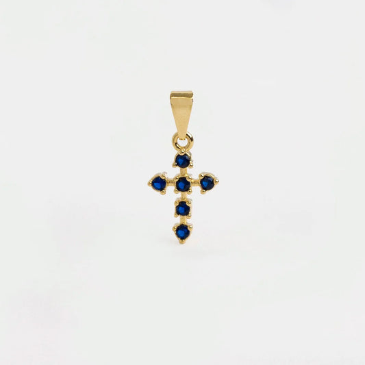 Dije Cruz 6 Circonias Azul